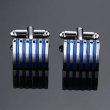 Load image into Gallery viewer, Copper quality enamel square stripes gold silver black flower cufflinks Top brand men's French shirt cufflinks