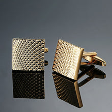 Load image into Gallery viewer, Copper quality enamel square stripes gold silver black flower cufflinks Top brand men's French shirt cufflinks