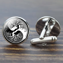 Load image into Gallery viewer, Tree of Life Cufflinks for Men Best Man Cufflinks Set Cufflinks Wedding Life Tree Suit Shirt Silver Cuff Links Men Accessories
