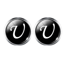 Load image into Gallery viewer, Men's Fashion A-Z Single Alphabet Cufflinks Silver Color Letter Cuff Button for Male Gentleman Shirt Wedding Cuff Links Gifts
