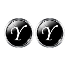 Load image into Gallery viewer, Men's Fashion A-Z Single Alphabet Cufflinks Silver Color Letter Cuff Button for Male Gentleman Shirt Wedding Cuff Links Gifts
